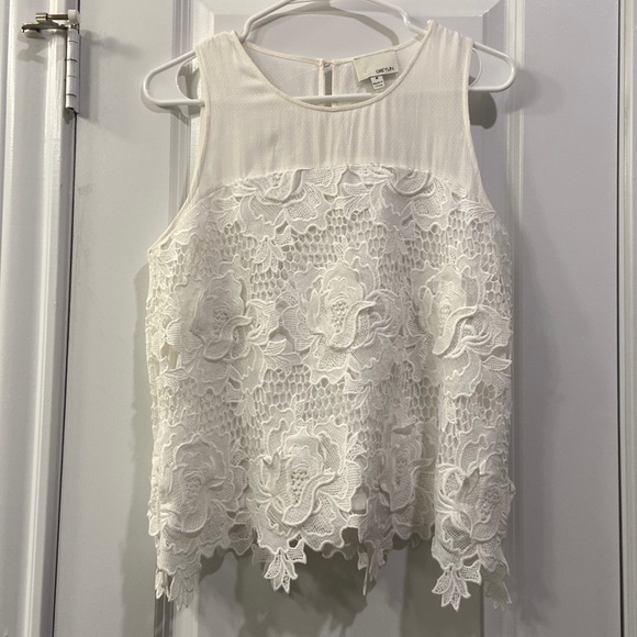 Anthropologie - Greylin - White Sleeveless Eyelet Floral Top - Picture 8 of 10